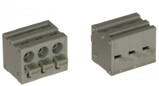 DG211V-5.0-03P-11-00A(H), Нажимной безвинтовой клеммный блок на 3 контакта. Зажим типа торцевой контакт. Серия DG211V-5.0