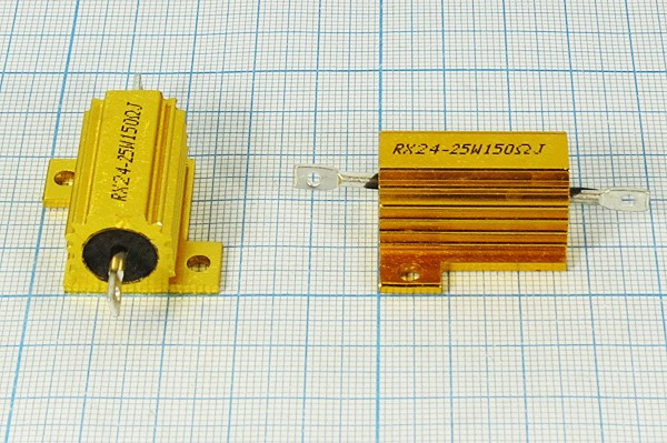 Резистор постоянный 150 Ом, 75 Вт, размер 60.0x28.0x15.0мм, 5%, WW, RX24; Р 150 \ 75\AXI 60,0x28,0x15,0\ 5\WW\2C\RX24\