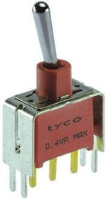 3-1825136-7, Toggle Switch, PCB Mount, On-On, SPDT, Through Hole Terminal, 120 V ac, 28V dc