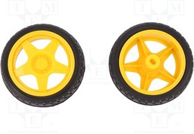 DF-FIT0003, Колесо, Диам.вала 6мм, Ось сплющенная с обеих сторон, резина