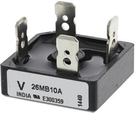 VS-26MB10A, Мостовой выпрямитель, 1 Фаза, 100 В, 25 А, Модуль, 1.11 В, 4 вывод(-ов)
