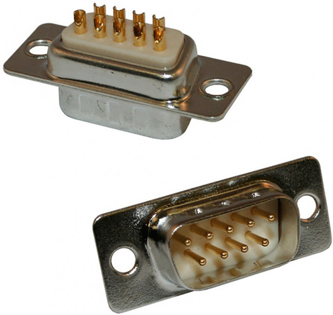 172-E15-103R001, 172 15 Way Panel Mount D-sub Connector Plug, 2.54mm Pitch