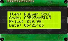 LCD2041, LCD Character Display Modules &amp; Accessories Yel/Grn Background Black Text