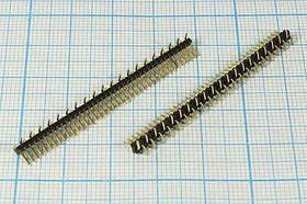 Штекер SMD на плату, однорядный, шаг 1,27x2,54мм, PLL-40S, высота изолятора 1,0мм, 40 контактов; №14085 штек PLL-40S\h-изол 1,0/P1,27x2,54\4