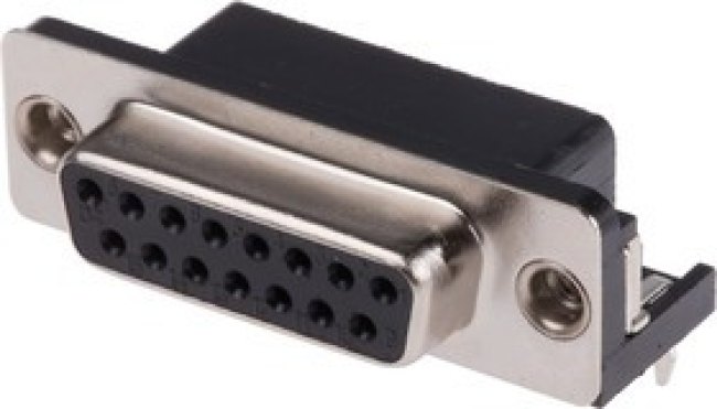 15 Way Right Angle Through Hole D-sub Connector Socket, 2.77mm Pitch, with 4-40 UNC, Threaded Insert 15 Way Right Angle Through Hole D-sub Connector Socket, 2.77mm Pitch, with 4-40 UNC, Threaded Insert