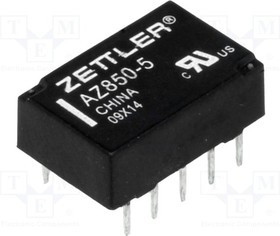 AZ850-5, Реле: электромагнитное, DPDT, Uобмотки: 5ВDC, 0,5A/125ВAC, 1А, 50ВА