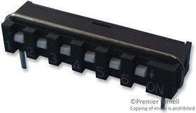 SIP-06A, DIP / SIP переключатель, 6 схем(-а), Ползунок, Сквозное Отверстие, SPST, 5 В DC, 10 мА