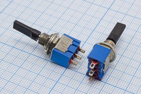 Переключатель рычажный, 220В, 3А, ON-OFF-ON, d 6,4, черный, 3C, MTS-103-E1; №645 B ПРыч\220В\ 3А\ON-OFF-ON\d 6,4\чер\ 3C\MTS-103-E1\
