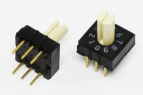 Переключатель DIP-16, контакты 6P, шаг 2.54, переключение 0-9/A-F 16позиций, h7, RH3H