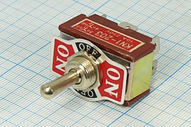 Рычажный переключатель (тумблер), 220В, 15А, переключение ON-OFF-ON, d12.2, металлический, контакты 6T, KN3C-203AP