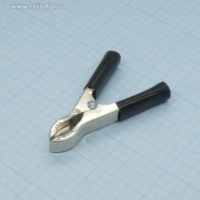 AG-B35 (8-0039 black), Зажим "Крокодил" с изолятором черный, 35А, 75мм