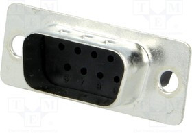 DE09-PR, Разъем D-Sub; PIN: 9; вилка; "папа"; на провод; Версия: без контактов