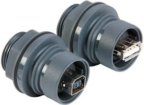 Panel-mount connector, USB 2.0 A, IP 68, PC/PBT