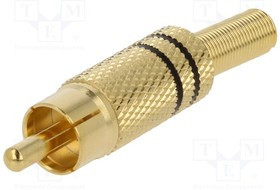 1573-01VB, Вилка; RCA; "папа"; с амортизатором; прямой; пайка; на провод