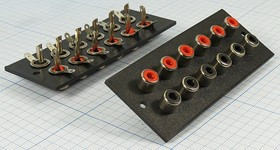 Панель с двенадцатью гнездами RCA; №2035 гн RCA x12\пан фланц\6кр+6чер\\ пл\Ni\CK2361-12P\