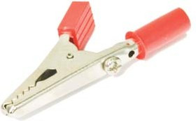 Зажим "крокодил" L 54/42x25x5, отверстие d4,0/винт, красный