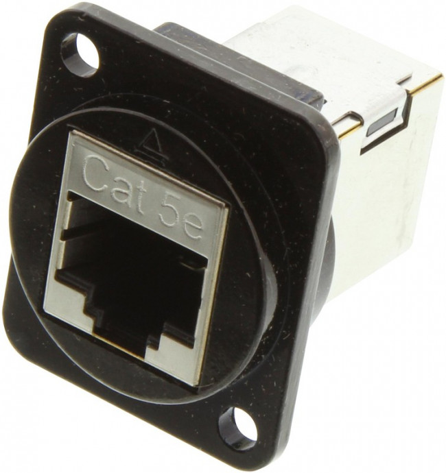EHRJ45D5ESB, Modular Connectors / Ethernet Connectors RJ45 CAT5E Shielded Diecast Hsg Black