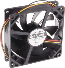 9S0912L4011, San Ace 9S Series Axial Fan, 12 V dc, DC Operation, 49.8m³/h, 840mW, 70mA Max, 92 x 92 x 25mm