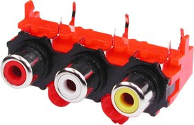 RS-314, RCA JACK 3 разъема на плату (горизонтальный)