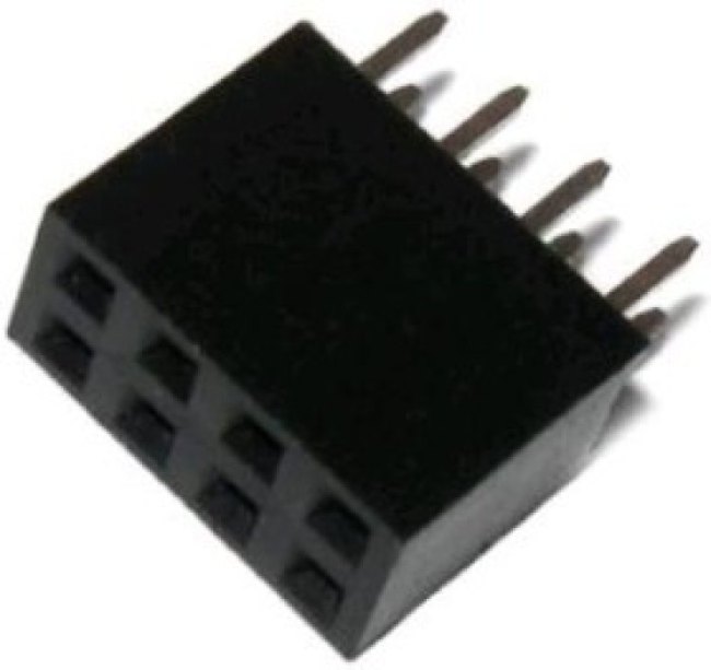 ZL262-8DG, Гнездо штыревое "мама" PIN 8 прямой 2,54мм THT 2x4