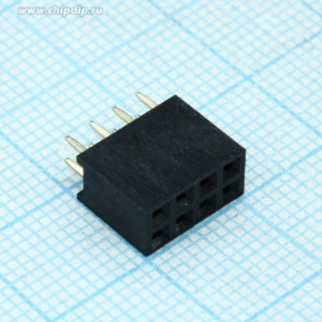 ZL262-8DG, Гнездо штыревое "мама" PIN 8 прямой 2,54мм THT 2x4