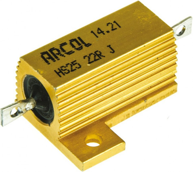 HS25-22RJ, Резистор: проволочный, с радиатором, винтами, 22Ом, 25Вт, ±5% HS25-22RJ, Резистор: проволочный, с радиатором, винтами, 22Ом, 25Вт, ±5%