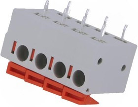 AC142R-04P-5.08-GRAY, Зажимная рейка для печатных плат, угловой 90°, 5,08мм, на PCB