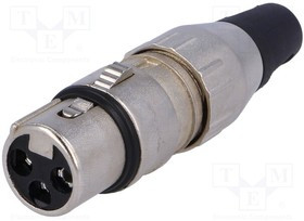 700-0300, Вилка; XLR; "мама"; PIN: 3; прямой; на провод; пайка; посеребренные