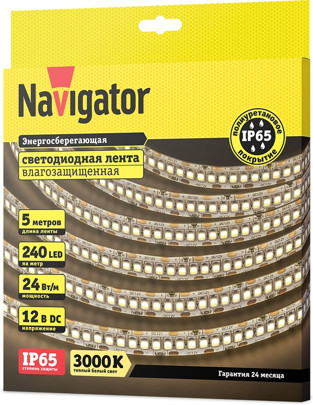 СД Лента Navigator 14 462 NLS-2835WW240-24-IP65-12V СД Лента Navigator 14 462 NLS-2835WW240-24-IP65-12V