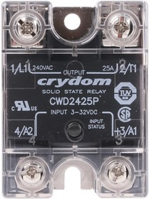 CWD2425P, Твердотельное реле, SPST-NO, 25 А, 280 В СКЗ, Панель, Винт, Переход Через Нуль