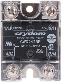 CWD2425P, Твердотельное реле, SPST-NO, 25 А, 280 В СКЗ, Панель, Винт, Переход Через Нуль