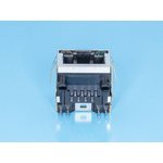 TJ18-L8P8C-4, Разъем RJ-45 на плату, 8P8C, 2 светодиода (желтый-зеленый), экранированный, тип 18 TJ18-L8P8C-4, Разъем RJ-45 на плату, 8P8C, 2 светодиода (желтый-зеленый), экранированный, тип 18