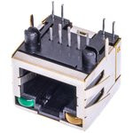 TJ18-L8P8C-4, Разъем RJ-45 на плату, 8P8C, 2 светодиода (желтый-зеленый), экранированный, тип 18 TJ18-L8P8C-4, Разъем RJ-45 на плату, 8P8C, 2 светодиода (желтый-зеленый), экранированный, тип 18