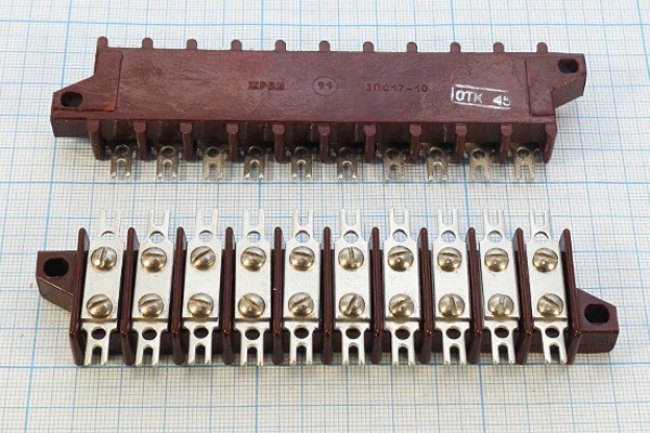 Клеммная плата 130x29,5x15, контакты 20C, 2отверстия, 3ПС17-10[ПС2-10]