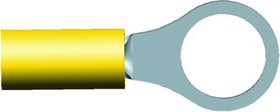 324075, PIDG Insulated Ring Terminal, M5 (#10) Stud Size, 0.1mm² to 0.3mm² Wire Size, Yellow