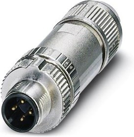 1424666, Разъем Кабеля, M12 Push-In, M12, Male, 4 Positions, Вставной Контакт, Прямой Монтаж на Кабе