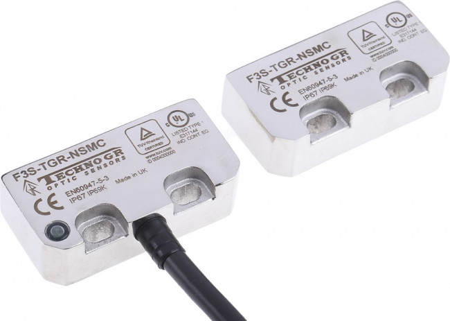F3S-TGR-NSMC-21-M1J8, F3S-TGR-N_C Series Magnetic Non-Contact Safety Switch, 24V dc, Stainless Steel Housing, NO/2NC, M12 F3S-TGR-NSMC-21-M1J8, F3S-TGR-N_C Series Magnetic Non-Contact Safety Switch, 24V dc, Stainless Steel Housing, NO/2NC, M12