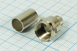 Штекер F, на кабель RG6, под обжим втулкой, никель; №10303 штек F\RG6\\обж втул\ Штекер F, на кабель RG6, под обжим втулкой, никель; №10303 штек F\RG6\\обж втул\