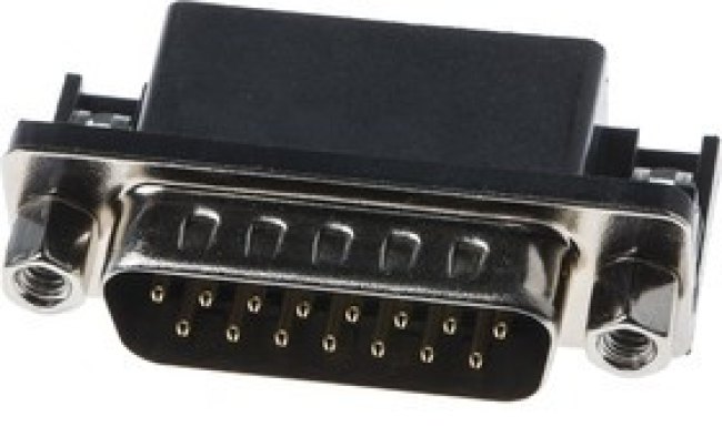 15 Way Right Angle Through Hole D-sub Connector Plug, 2.77mm Pitch, with 4-40 UNC Screwlocks 15 Way Right Angle Through Hole D-sub Connector Plug, 2.77mm Pitch, with 4-40 UNC Screwlocks