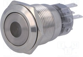 V19-11D-12Y-S, Переключатель: антивандальный, Пол: 2, SPDT, 0,5A/220ВAC, 1A/24ВDC