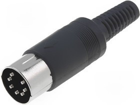 DC-014, Вилка, DIN, "папа", PIN 7, Конфиг.выводов 270°, прямой, на провод