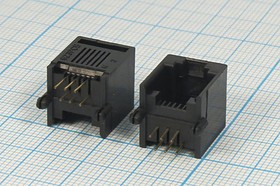 Гнездо телефонное 6P6C, 6P, на плату/угловое, T7-6P6C[RJ-12]; №1533 гн телеф 6P6C\ 6P\\плат/угл\ T7-6P6C[RJ-12]