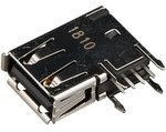 292336-1, Гнездо; USB A; на плату; THT; PIN:4; боковой, угловой 90°