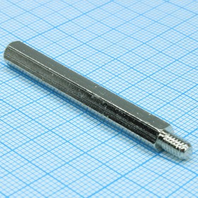 H-L4500-5100-5-04-1N1W, (PCHSN4-45), Стойка латунная для печатной платы, шестигранная, М4, 45мм, отверстие- винт