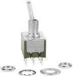 M2032ES1W03, Switch Toggle ON None ON 3PDT Small Flat Lever PC Pins 6A 250VAC 30VDC PC Mount with Threads M2032ES1W03, Switch Toggle ON None ON 3PDT Small Flat Lever PC Pins 6A 250VAC 30VDC PC Mount with Threads