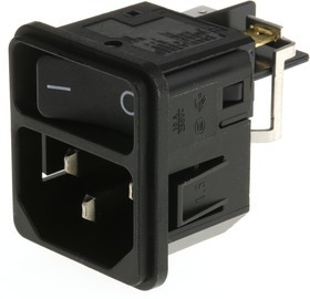 DC11.0001.203, AC Power Entry Modules Snap-in 1-pole 10A Non-ill 1.5mm panel