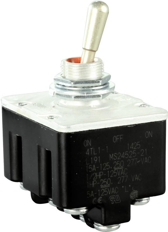 4TL1-1, Toggle Switches 4PDT ON-OFF-ON Screw Term