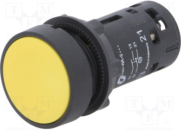 Кнопка желтая с пружинным возвратом, 1 НЗ+ 1НО XB7NA85