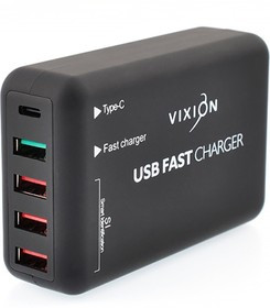Блок питания (сетевой адаптер) VIXION Special Edition H4 Quick Charger 30W 4USB с кабелем 1 Type-C (