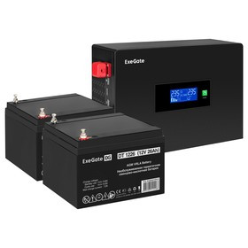 EX297426RUS, Комплект ИБП EX295994RUS + батарея 26Aч EX282970RUS 2шт (инвертор, синус, для котла, PF=1, настенный) ExeGate IdealSine SR-1500